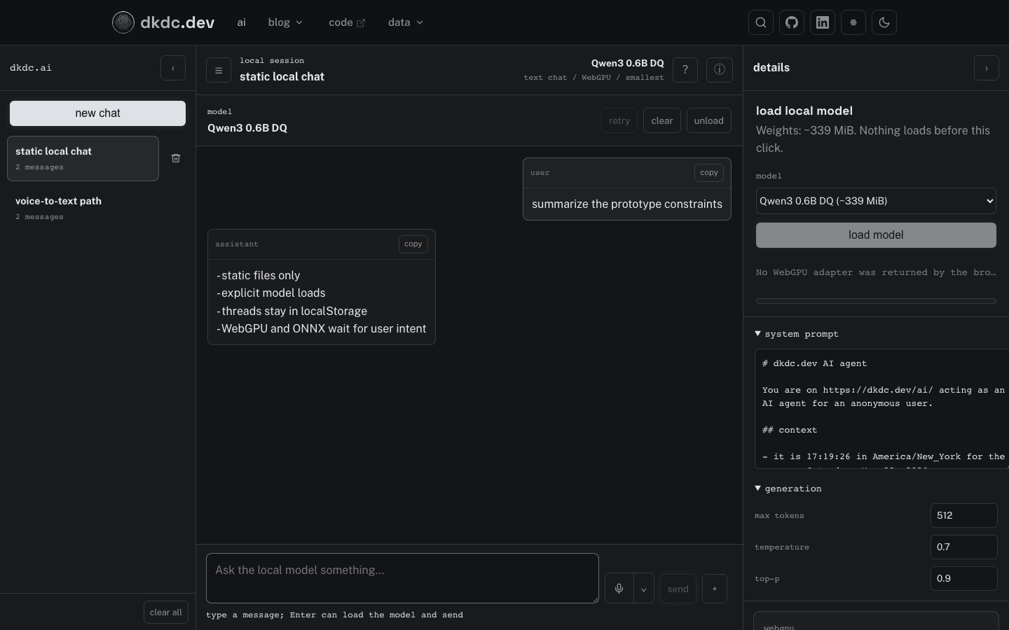 /ai app screenshot selected when the current site theme is boring